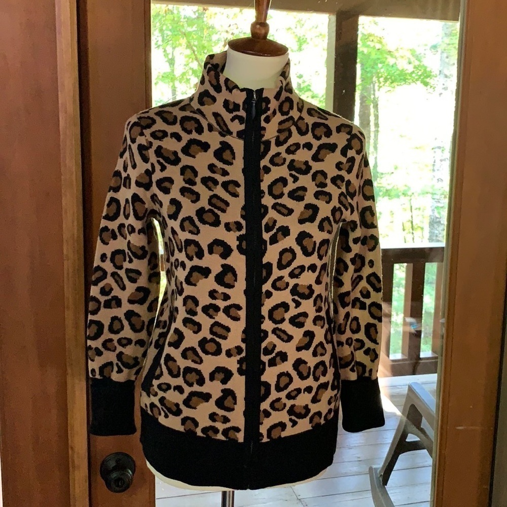 Rachel Zoe leopard print full zip cardigan sweater Size XS - Picture 3 of 11